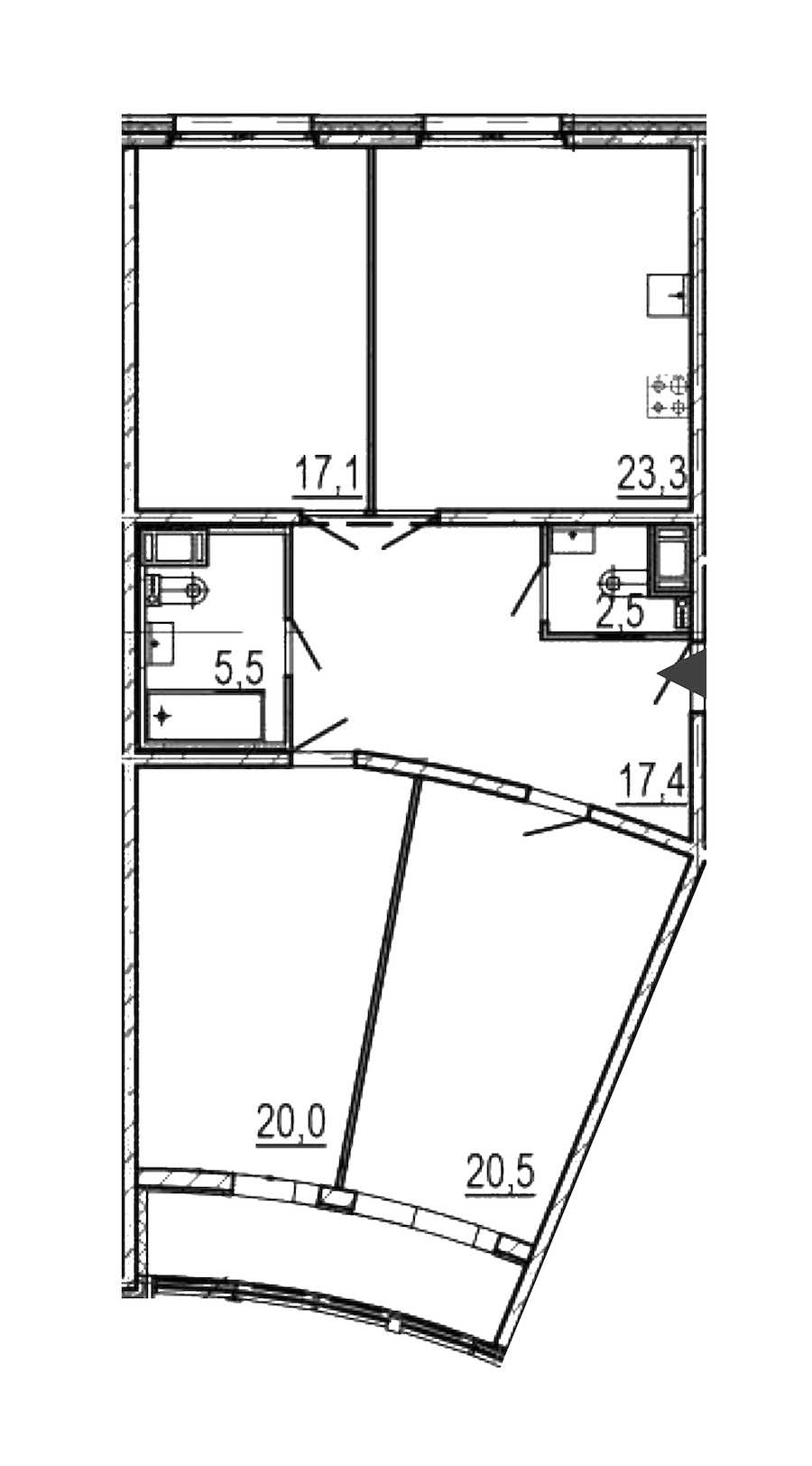 Трехкомнатная квартира в : площадь 109.6 м2 , этаж: 5 – купить в Санкт-Петербурге
